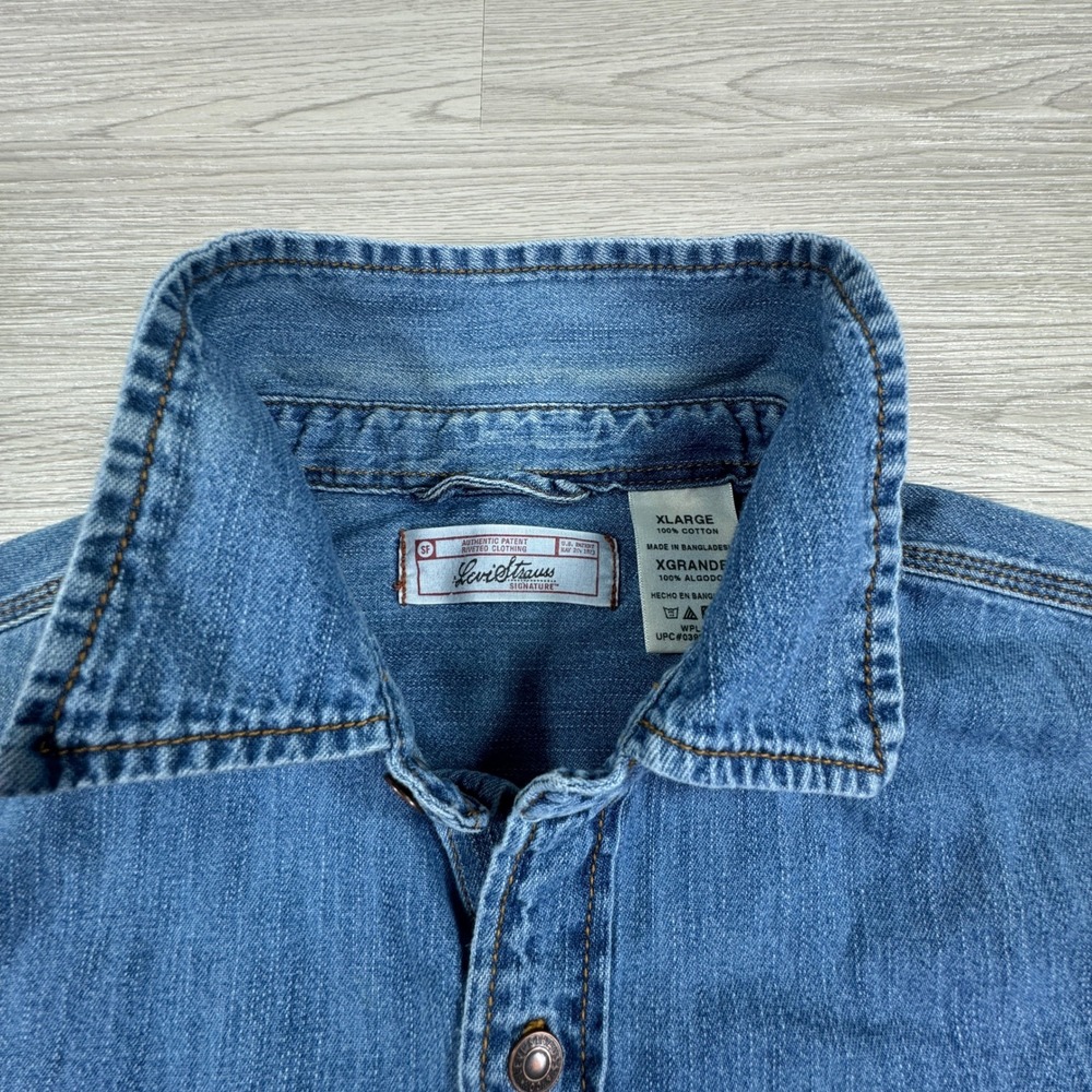 Levi Strauss Mens Shirt Denim Button Down Blue XL Long Sleeve Cotton Workwear - Picture 7 of 9
